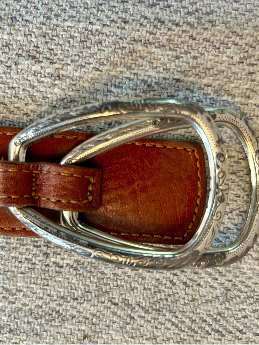 Brighton Women’s Vintage Brown Leather Belt with Silver Buckles - Picture 6 of 9